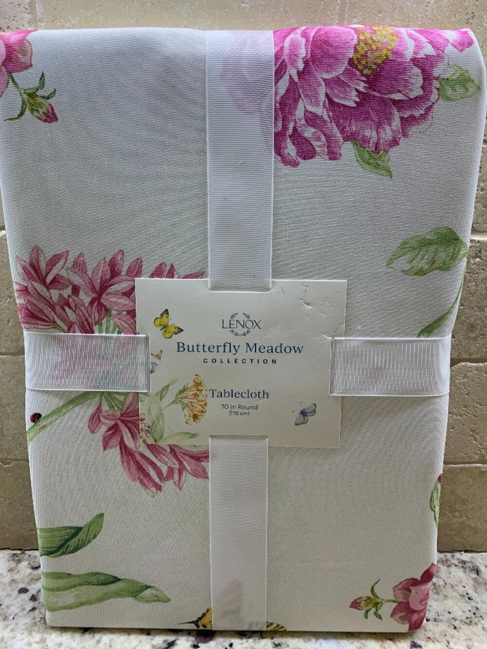 Lenox Butterfly Meadow Tablecloth 70" round NWT